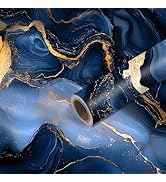 Nuxovilar Navy Gold Marble Vein Textured Peel and Stick Wallpaper, 15.75"x39.37", Self-Adhesive C...