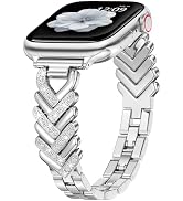 MOFREE Apple Watch Band for Women 38mm 40mm 41mm 42mm Fashion Womens Silver Stainless Steel Metal...