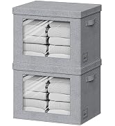 Storage Bins with Lids,Transparent Window Fabric Storage Boxes,Foldable Storage Baskets with Hand...