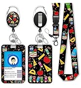 Cute Teacher Lanyards for Id Badges and Keys, Retractable ID Badge Holder with Detachable Lanyard...