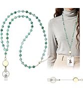 Retractable Lanyards for ID Badges, Teacher Badge Lanyards for Women, Cute Beaded Neck Key Lanyar...