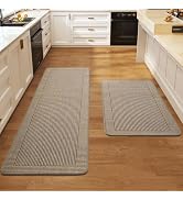 QiCaiJia Kitchen Rugs Set of 2,Kitchen Mats for Floor, Washable Non Slip Absorbent Kitchen Mat, B...