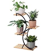 COPREE Bamboo 4 Tiers Plant Stands, Planter Pot Holder Shelf, Indoor Outdoor Flower Display Organ...