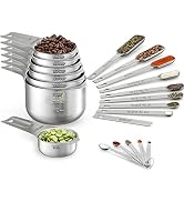 Wildone Measuring Cups & Spoons Set of 21 - Includes 7 Stainless Steel Nesting Measuring Cups, 8 ...