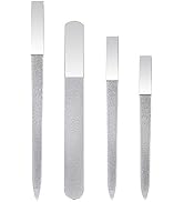 4 Pcs Metal Nail File Diamond Nail Files Stainless Steel Nail File Kit Double Side Fingernail Toe...