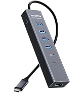 1FT USB to Ethernet Adapter, 7-in-1 USB Hub 3.0 Multiport Adapter with Ethernet 1Gbps, 4 USB-A & ...