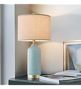 G-SAFAVA 24.25" Modern Ceramic Blue Lamps for Living Room & Bedside, Farmhouse & Boho Style, Coas...