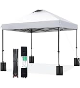 JEAREY 10x10 Pop Up Canopy Tent, Heavy Duty Outdoor Canopy with 1-Push Instant Setup, Commercial ...