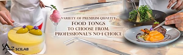 Premium Quality Stainless Steel Food Presenting Garnishing Decorating Plating Tweezer Tongs BBQ Tong