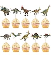 Hooqict 40Pcs Dinosaur Cupcake Toppers Dinosaur Birthday Cake Decorations Cupcake Toppers for Kid...