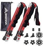 BISINNA Collapsible Trekking Hiking Poles- 2 Pack Folding Aluminum Walking Sticks with Quick Lock...