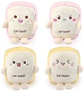 Anboor 4 Pack Small Stuffed Animals, 4.3 Inch Toast Plush Keychain Food Plush Toys for Kids Award...