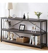 LVB Industrial Console Table, Metal and Wood Sofa Table, Rustic Entryway Table with Storage, Mode...