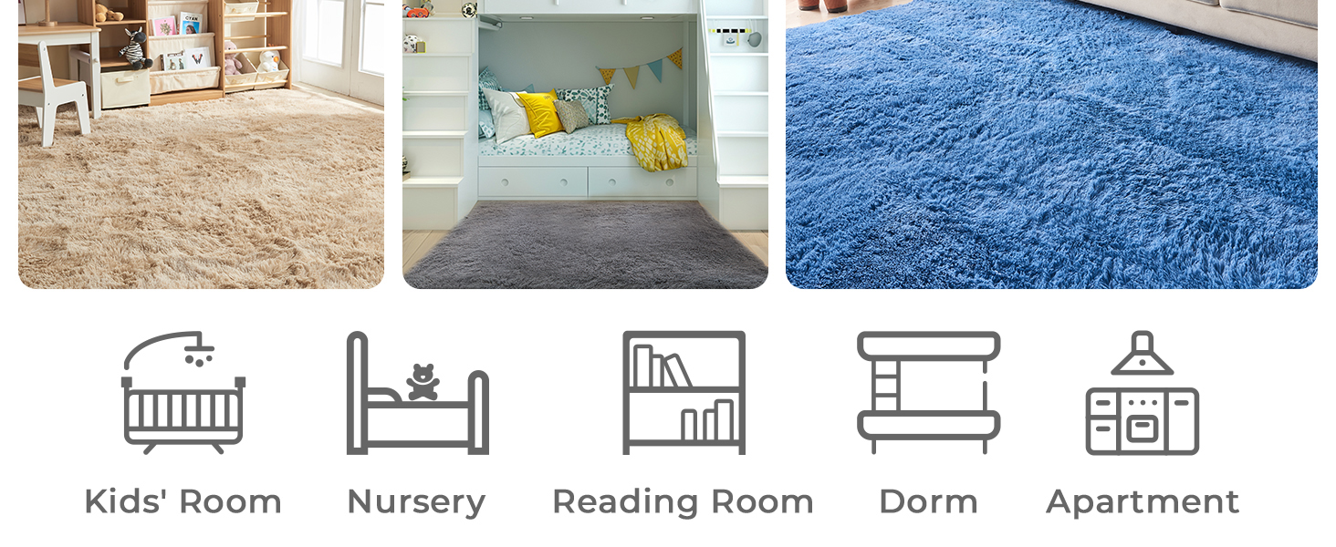 OPPODREAM Fluffy Area Rugs for Girls and Boys, Shaggy Rug for Bedroom, Fuzzy Carpet for Living Room
