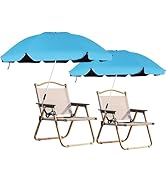 Blissun 2 Pack Beach Umbrella with Clamp, Adjustable Umbrellas for Chair, UPF50+ Sun Shade Umbrel...