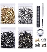 SEMINI 400 Sets 5mm Leather Rivets, Double Cap Rivet Tubular 4 Colors Metal Studs with Fixing Too...