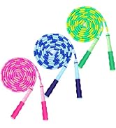 GRAWUN Jump Rope For Kids, Soft Beaded Jump Rope, Adjustable Length Tangle-Free Segmented Soft Be...