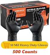 ANBOSON 10mil Nitrile-Gloves Disposable-Black Chemical-Resistant Rubber - Mechanic Gloves Heavy D...