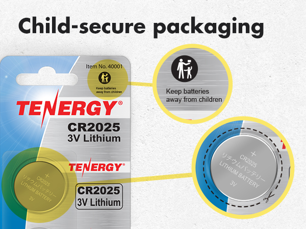 Child-secure packaging, keep batteries out of reach of children