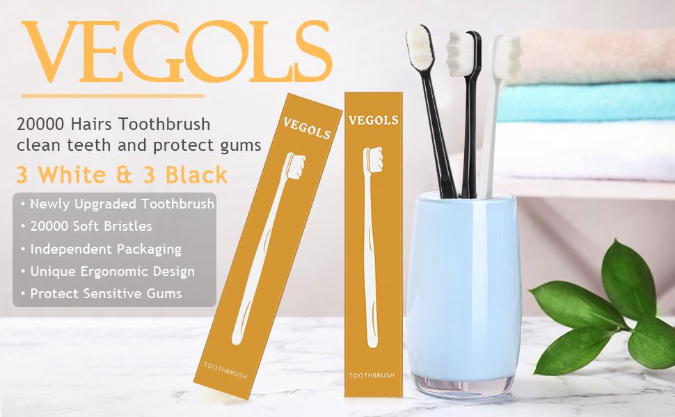 Adult Extra Soft Toothbrush with 20000 Soft Bristles, (Pack of 6) Micro Nano Manual Toothbrushes