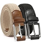 CHAOREN Stretch Belt Men 2 Pack - 1 3/8" Braided Golf Belts For Men - Casual Elastic For Pants an...
