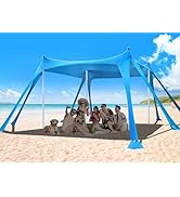 Osoeri Beach Tent, Camping Sun Shelter UPF50+ with 8 Sandbags, Sand Shovels, Ground Pegs & Stabil...