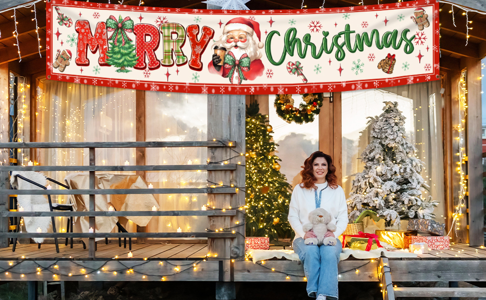 Merry Christmas Banner for Indoor/Outdoor