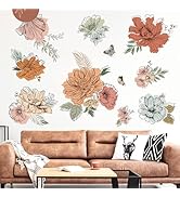 decalmile Boho Vintage Large Flower Wall Decals Bohemian Retro Floral Sun Butterfly Wall Stickers...