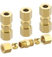 Taiidaues 4pcs Brass Compression Tube Pipe Fitting,1/4" Tube OD x 1/4" Tube OD Compression Union ...
