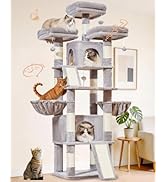 Taoqimiao 76.8 Inches Cat Tree for Large Cats, Multi-Level Tall Cat Tree Tower for Indoor Cats wi...