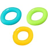 uxcell Hand Grip Strengthener, 3 Level: 30/40/50Lbs Silicone Rings Fingers Forearms Exercises Gri...
