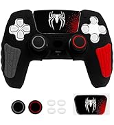 HLRAO Black Anti Slip PS5 Controller Skin Set,Soft Protective Controller Cover Case for PlayStati...