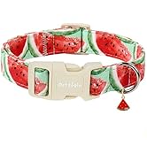 Astdogio Summer Dog Collar with Watermelon, Adjustable Cotton Puppy Collars for Small Medium Larg...