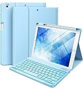 Hamile iPad 9th/8th/7th Generation Case with Keyboard 10.2 Inch - 7 Colors Backlit Wireless Detac...