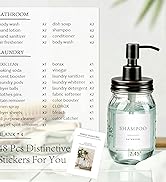 Amolliar 48 Pcs Waterproof Bathroom Organization Labels, Self-Adhesive Soap Shampoo Lotion Dispen...