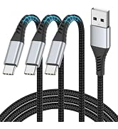 2FT USB C Cable Short, 3 Pack Braided USB to USB C Cable 2 Foot USB Type C Cable Fast Charging Ca...