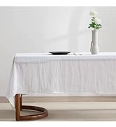 EVERLY 100% Pure Linen Rectangle Tablecloths 60x84Inches for Dining, Buffet Parties, Picnic,Event...