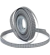 Black Gingham Ribbon for Gift Wrapping, 3/8 inch 50Yard Plaid Ribbon for Flower Bouquet Christmas...