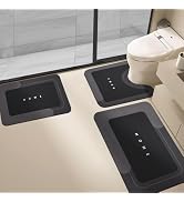 3PCS Absorbent Bath Mat Magic Rug Sets, Quick Drying Bath Mat Non-Slip Floor Rug Rubber Backed fo...