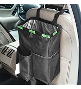 Car Trash Can Bin, 3.5 Gallons Car Garbage Can, Foldable Car Trash Bag Hanging with Storage Pocke...