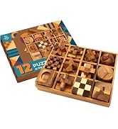 BSIRI Wooden Puzzle Box Set (12 Games) - Challenging Brain Teasers and 3D Puzzles for Adults, Int...