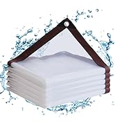 Clear Tarps with Grommets 8x10ft,Heavy Duty Waterproof Tarp Cover,Transparent PVC Vinyl Tarpaulin...