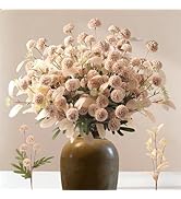 Alupssuc 16PCS Faux Silk Pompon Mums Artificial Flowers with Eucalyptus, Fake Chrysanthemum Flora...