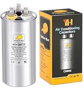 Capacitor for Air Conditioner 45+5 uf MFD 370 or 440 Volt VAC, Multi-Purpose Round Capacitor for ...