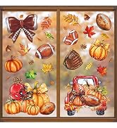 FYSUIMU Fall Football Window Cling Stickers for Glass 9 Sheets | Pumpkin Rugby Maple Leaves Windo...