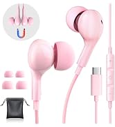 USB C Headphones Wired Earbuds for iPhone 16/15 Pro Max/iPad Pro, with HiFi Mic Volume Control Ty...