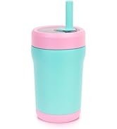 Zukro Kids Stainless Steel Tumbler with Flexible Straw 12 oz, Spill Proof See Through Tritan Lid,...