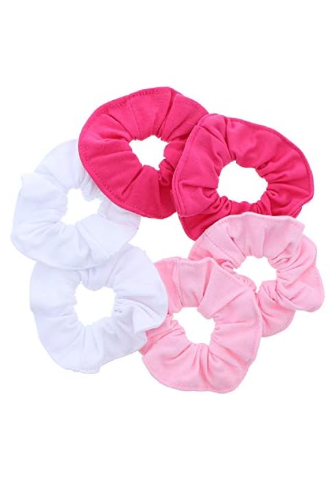 Motique Accessories Large Scrunchies for Women, 6-Pack, Pink and White | Assorted Hair Ties for M...