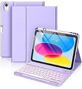Hamile iPad 10th Generation Case with Keyboard 10.9 Inch - 7 Colors Backlit Wireless Detachable F...