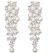 BriLove Women's Wedding Bridal Crystal Simulated Pearl Multi Beaded Cluster Chandelier Dangle Ear...